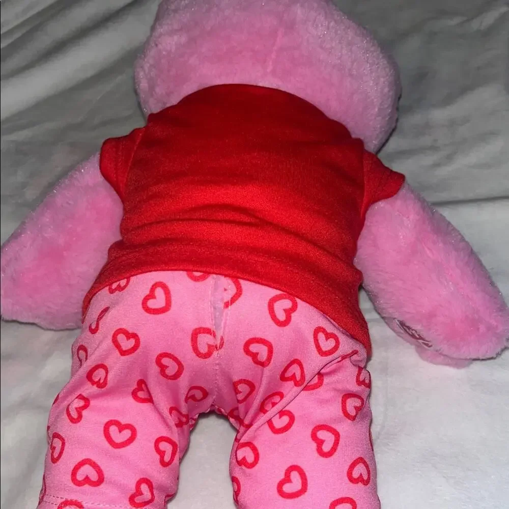 Build A Bear Pink Spring Frog with Pajama Heart Valentines Outfit NWOT